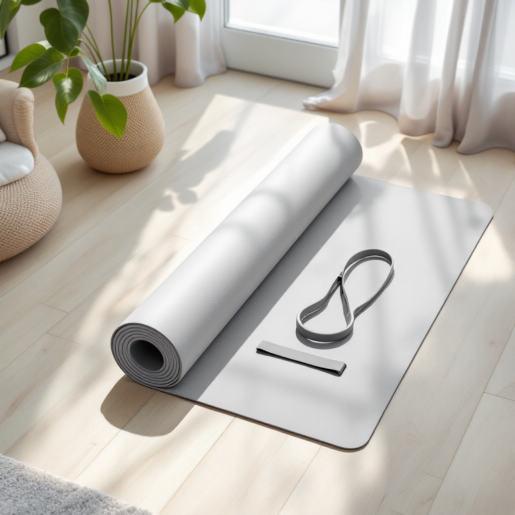 Ausrüstung um einen Pilates Kurs zuhause anfangen zu können: Matte, Band und Ring